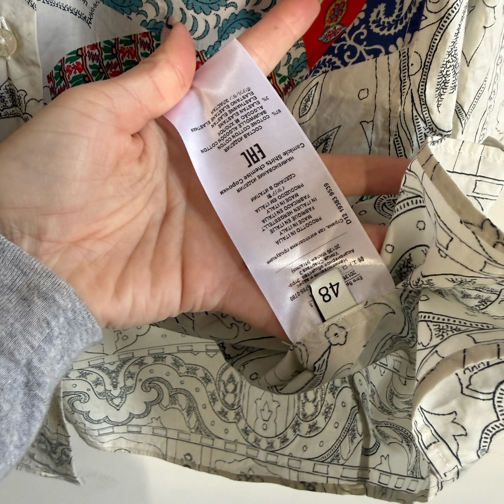 ETRO Cotton Multi Pattern Button Shirt Size 42 - image 3